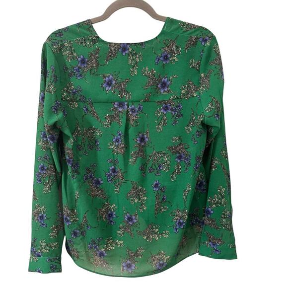 Heartloom Revolve Floral Surplice Wrap Long Sleeve Blouse Green Size M - Picture 7 of 11